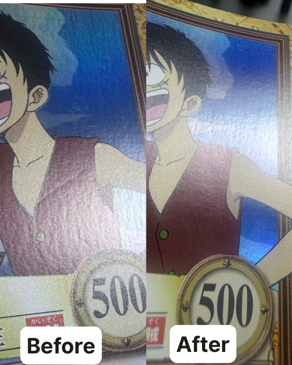 Luffy · superficie · PRIMA / DOPO